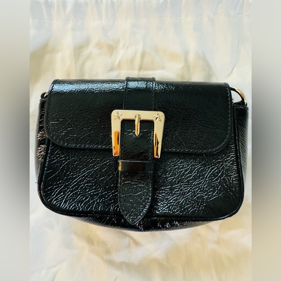 RED Valentino Black Patent leather Mini Shoulder Bag with golden chain - Picture 5 of 11